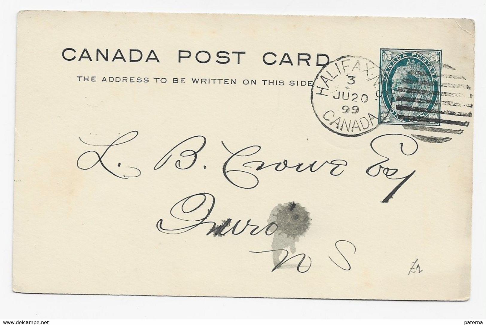 3714   Entero Postal  Halifax 1899 Canadá - 1860-1899 Regering Van Victoria