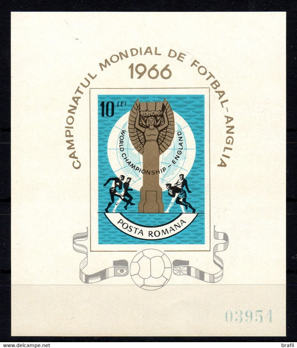 1966 Mondiali Di Calcio, Inghilterra 66 Romania, Foglietto Serie Completa Nuova (**) - 1966 – Angleterre