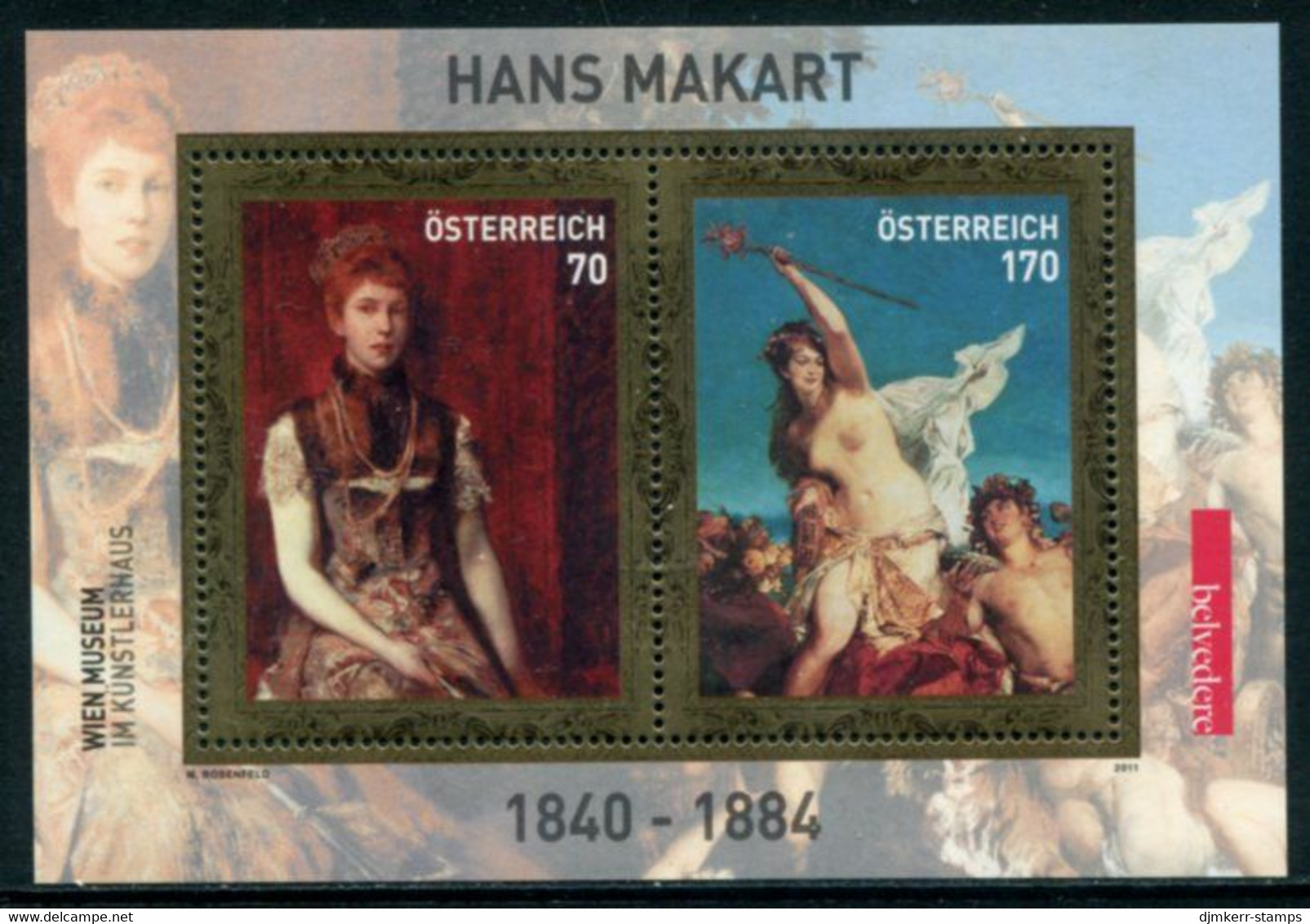 AUSTRIA  2011 Hans Makart Paintings Block  MNH / **  .  Michel Block 64 - Blocks & Sheetlets & Panes