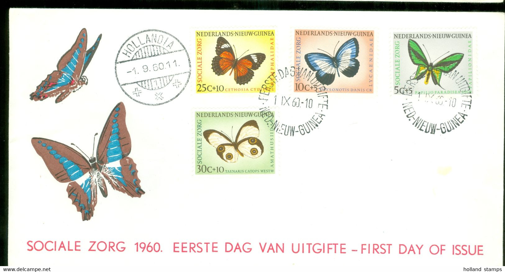 NEDERLANDS NIEUW GUINEA * FDC E5 * VLINDERS * BUTTERFLY * PAPILLON * SCHMETTERLINGE * ONBESCHREVEN * OPEN KLEP (12.164b) - Nuova Guinea Olandese