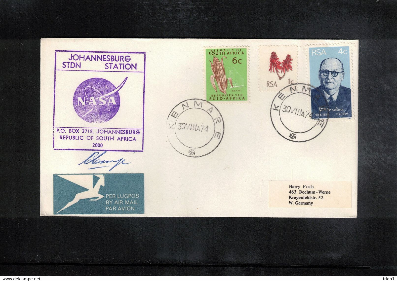 South Africa 1974 Space / Raumfahrt Johannesburg STDN Tracking Station  - Netherlands Satellite ANS-A  Interesting Cover - Afrika