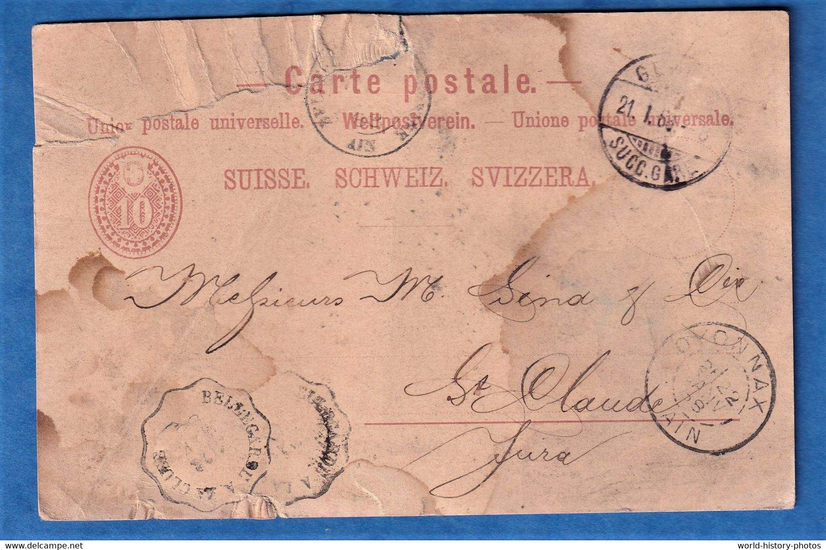 CPA De 1888 - GENEVE Suisse - Charles FISCHER Transport - Envoi Par Train Petite Vitesse  Bahn Bellegarde à La Cluse - Railway