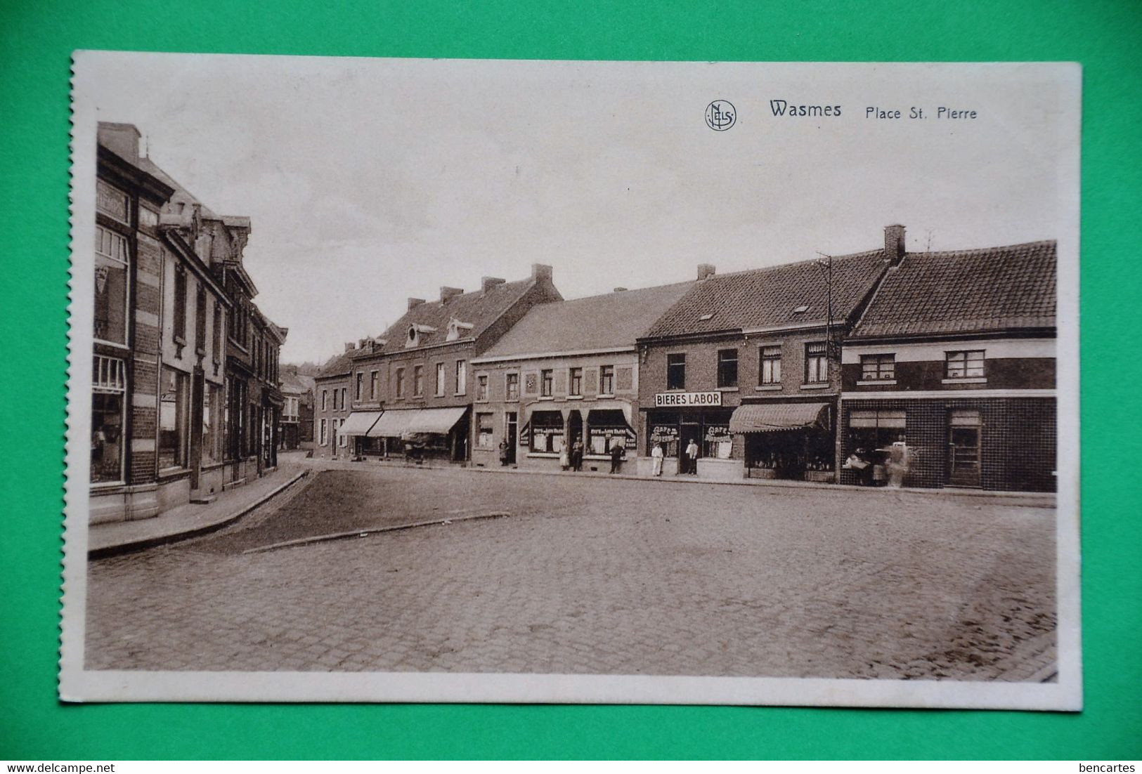 Wasmes 1937 : Place St Pierre  Animée Avec Café Bières Labor - Colfontaine