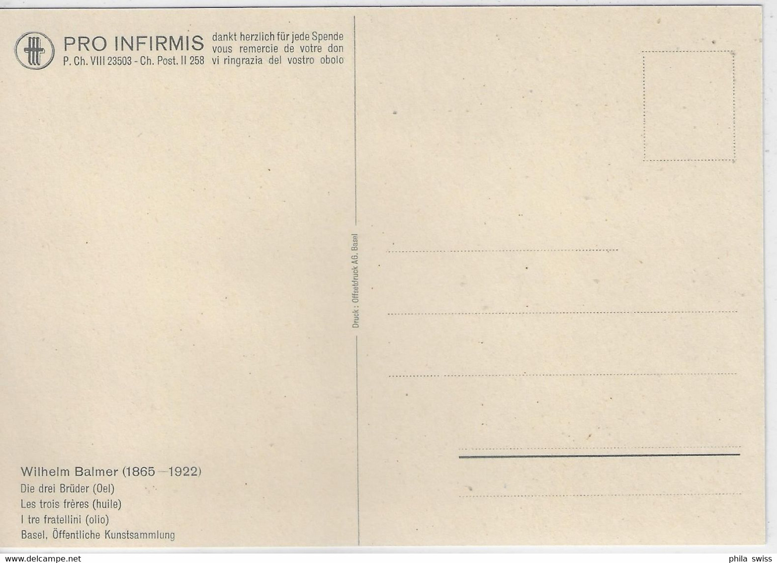 Künstlerkarte Wilhelm Balmer - Die Drei Brüder - Elm