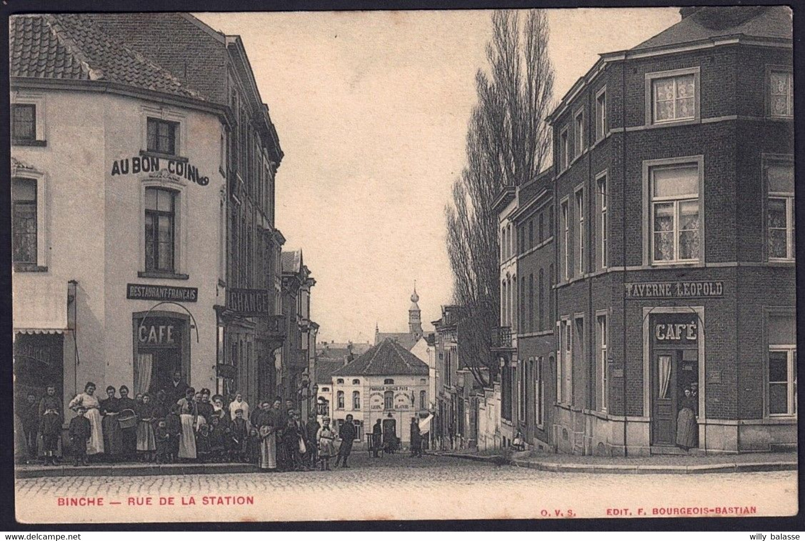 +++ CPA - BINCHE - Rue De La Station - Café - Carte Animée // - Binche