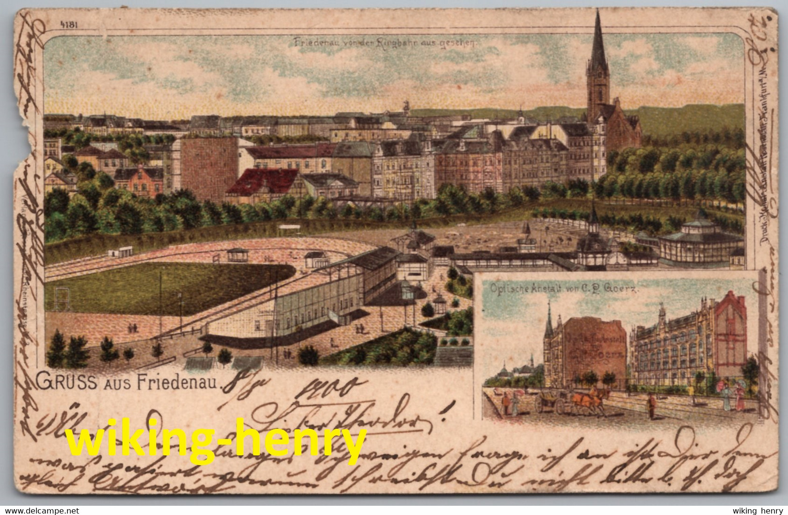 Berlin Friedenau - Gruss Aus Friedenau - Blick Von Der Ringbahn - Optische Anstalt Von C.P. Goerz - Litho Gel. 1900 - Tempelhof