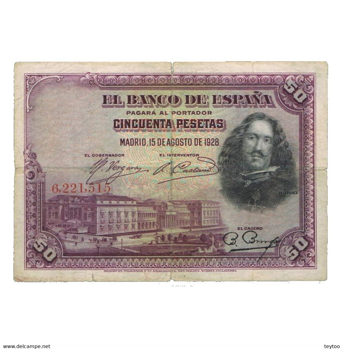 B0549# España 1928. 50 Pts (VG) - WPM P-75a - 50 Pesetas