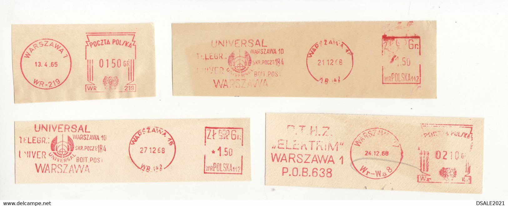 Poland Poczta Polska 1960s EMA METER Machine Stamp, Cover Cut, Cover Piece Lot See Scans (ds702) - Franking Machines (EMA)