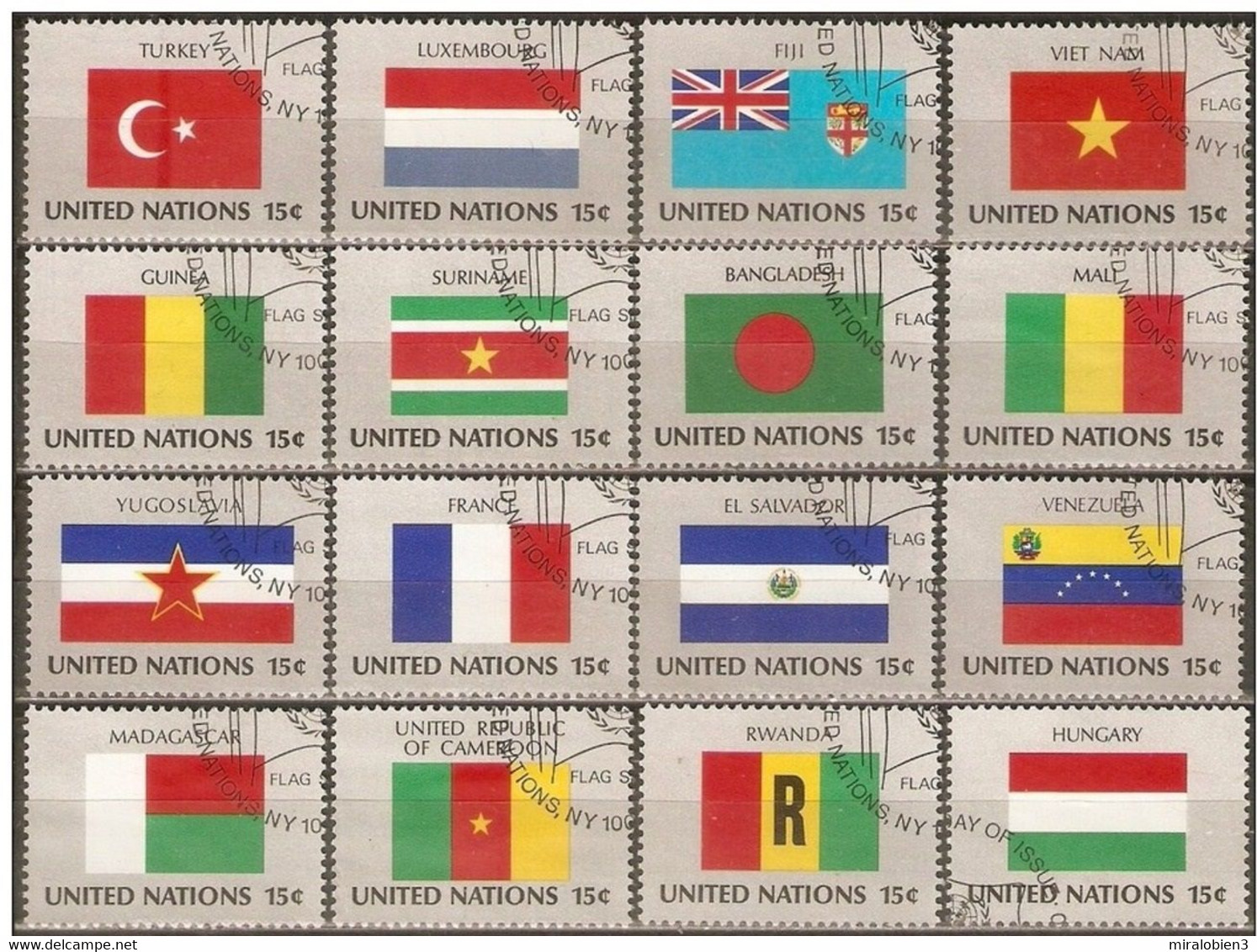 NACIONES UNIDAS BANDERAS YVERT NUM. 316/331 SERIE COMPLETA USADA - Used Stamps