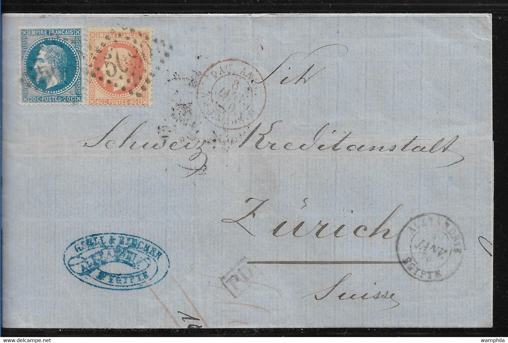 Alexandrie (Egypte) Bureau Français 5080 Avec N°29/31 Sur Lettre Pour La Suisse. - Lettres & Documents