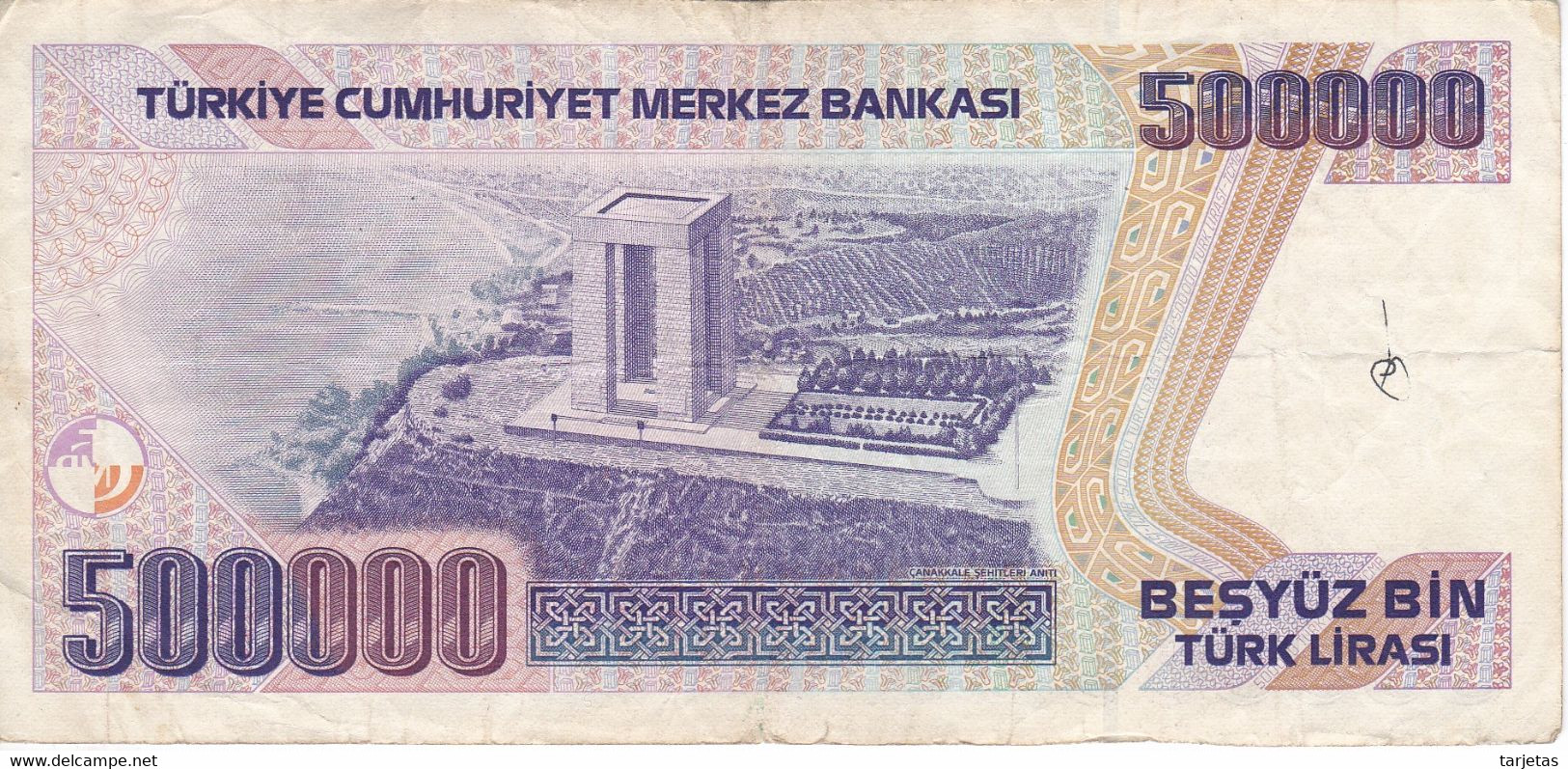 BILLETE DE TURQUIA DE 500000 LIRASI DEL AÑO 1970  (BANKNOTE) - Turquie