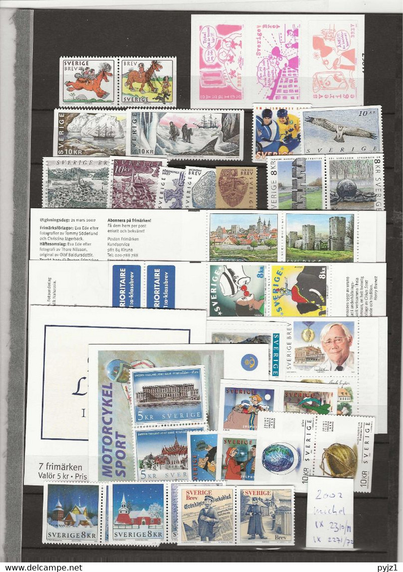 2002 MNH Sweden,basic Year Collection According To Michel Postfris** - Années Complètes
