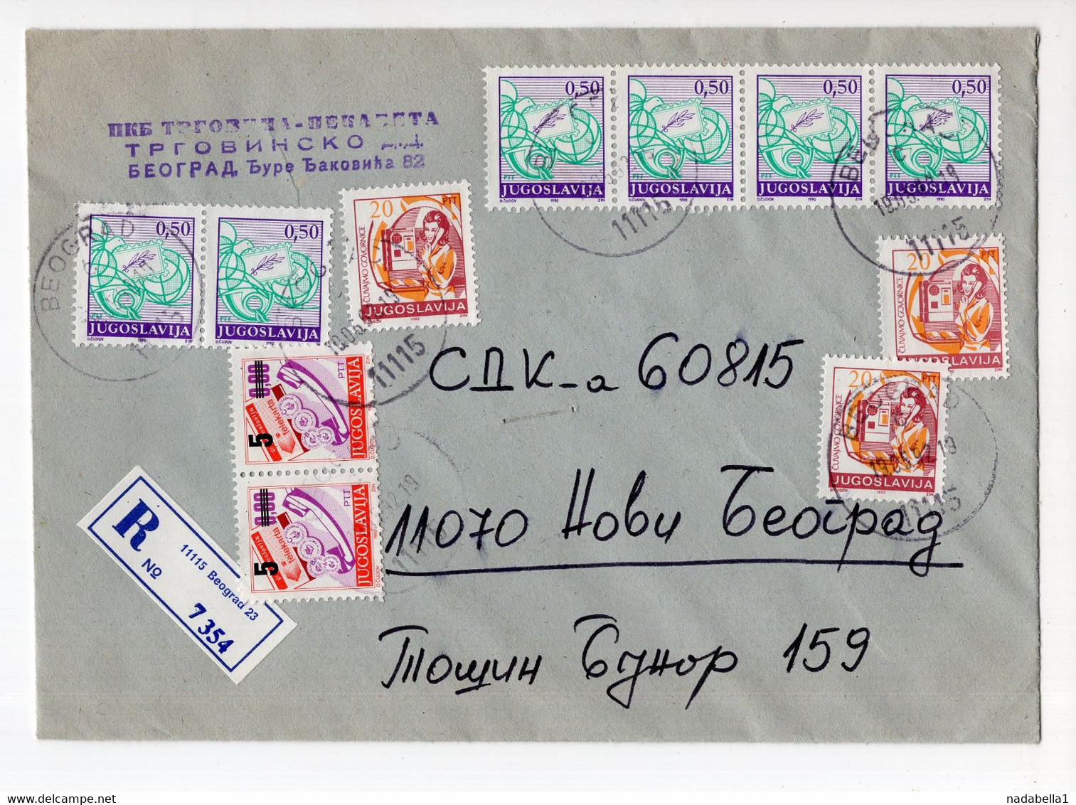 1992. YUGOSLAVIA,SERBIA,BELGRADE,REGISTERED COVER,LOCAL - Cartas & Documentos