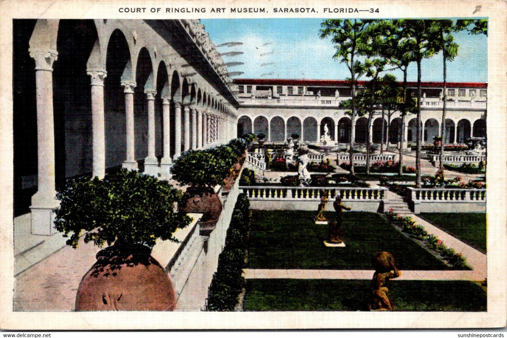 Florida Sarasota Ringling Art Museum Main Corner Of Court 1938 - Sarasota