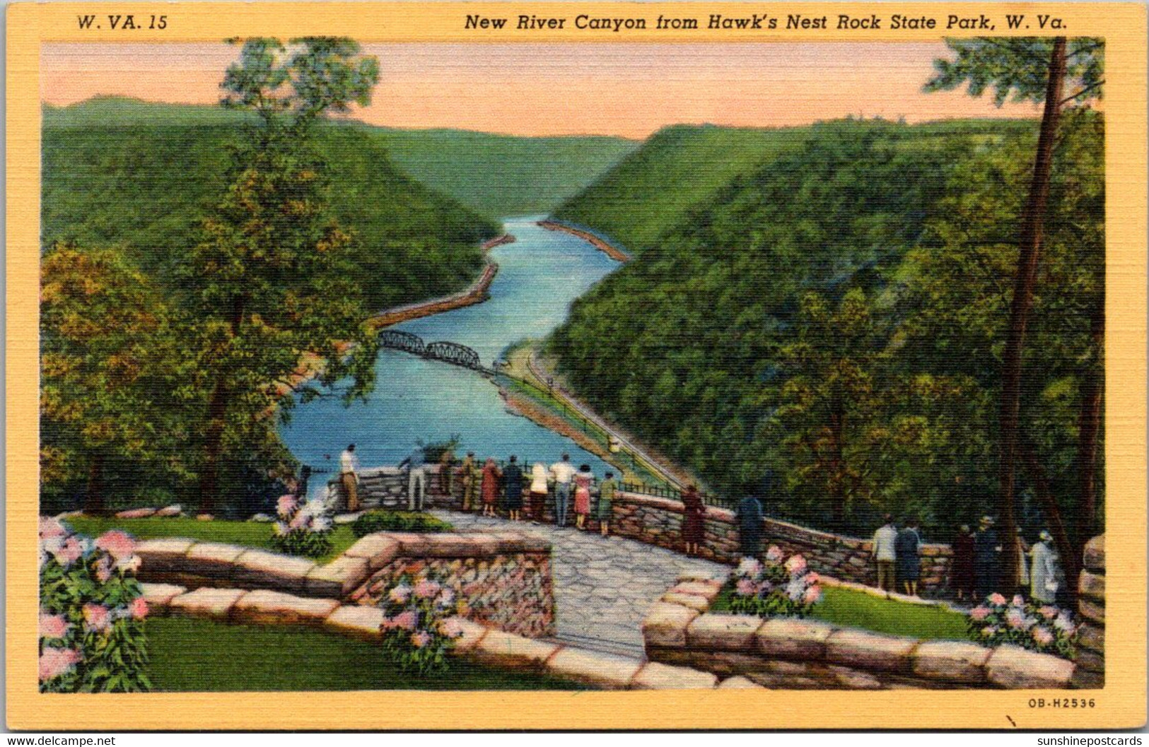 West Virginia New River Canyon From Hawk's Nest Rock State Park Curteich - Altri & Non Classificati