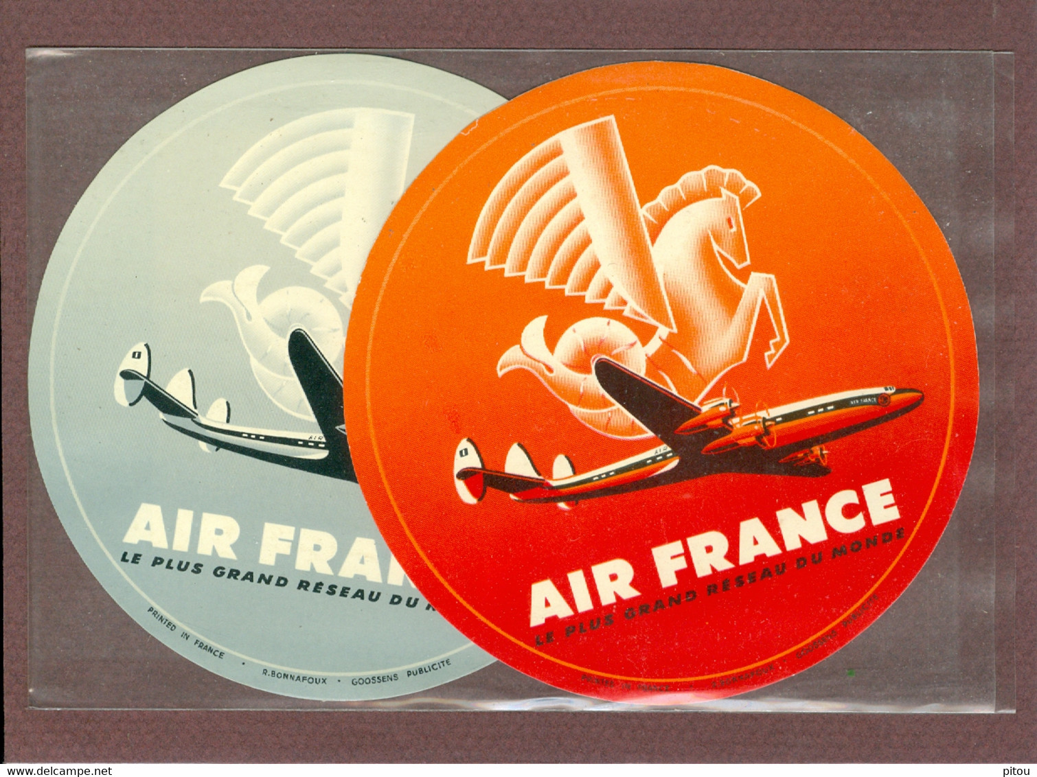 AVIATION - LOT DE 2 AUTOCOLLANTS PUBLICITAIRES AIR FRANCE - Autocollants