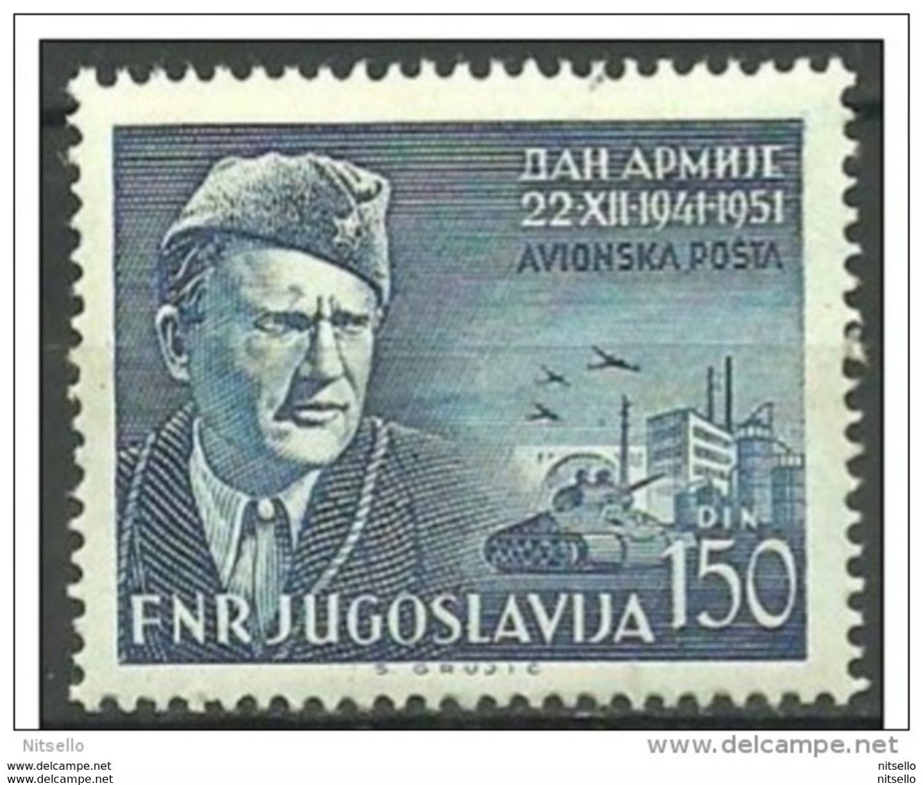 LOTE 1614  ///  ( C165)   YUGOSLAVIA  1951 YVERT Nº: AEREO 47 **MNH  CATALOG/COTE: 12,50€ - Luchtpost