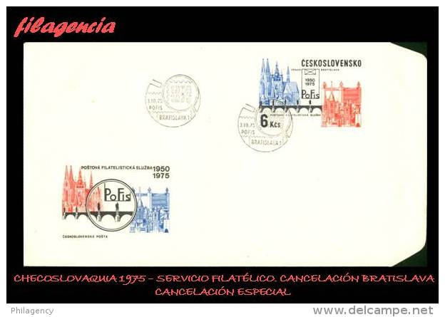 EUROPA. CHECOESLOVAQUIA. ENTEROS POSTALES. MATASELLO ESPECIAL 1975. SERVICIO FILATÉLICO. MATASELLO BRATISLAVA - Briefe