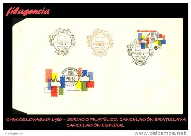 EUROPA. CHECOESLOVAQUIA. ENTEROS POSTALES. MATASELLO ESPECIAL 1980. SERVICIO FILATÉLICO. MATASELLO BRATISLAVA - Omslagen