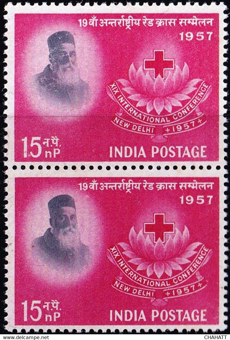 INDIA-1958- 19th INTERNATIONAL RED CROSS CENTENARY- PAIR-MNH- SCARCE-B9-2026 - Nuevos