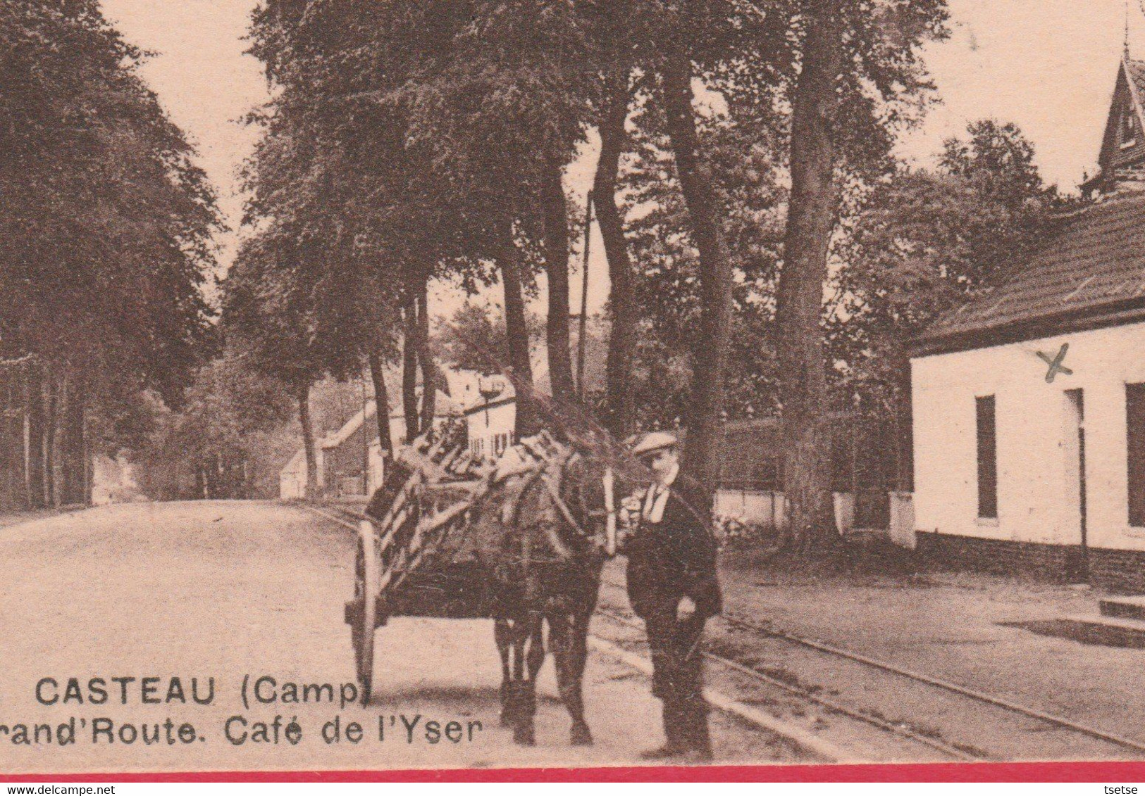 Casteau - La Grand'Route - Café De L'Yser ... Attelage - 1930 ( Voir Verso ) - Soignies