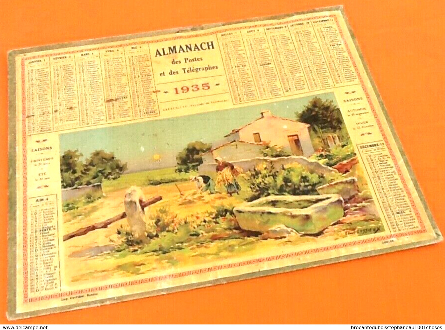 Almanach Des Postes Et Des Télégraphes (1935) Crépuscule Paysage De Saintonge - Grand Format : 1921-40