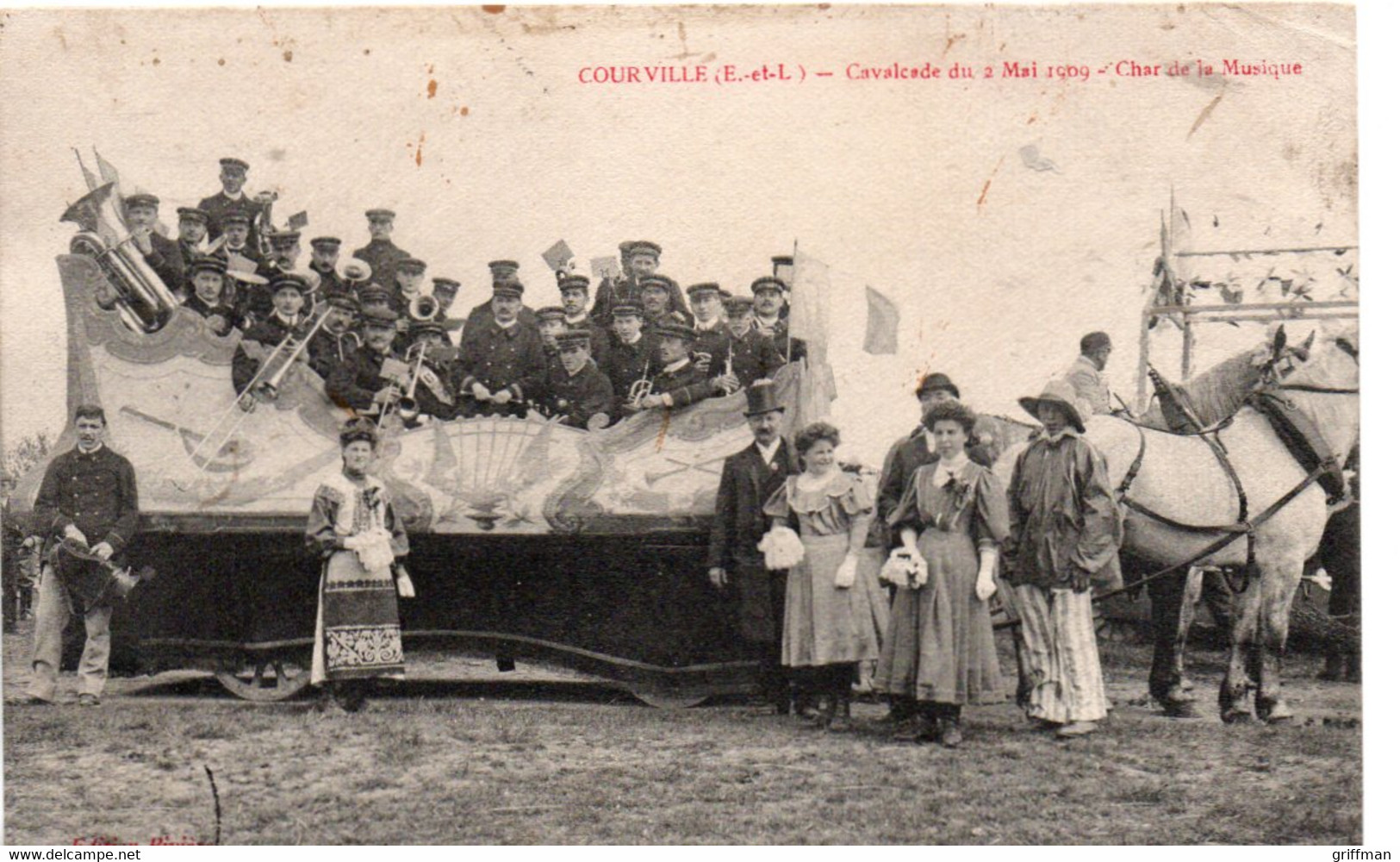 COURVILLE CAVALCADE DU 2 MAI 1909 CHAR DE LA MUSIQUE TBE - Courville