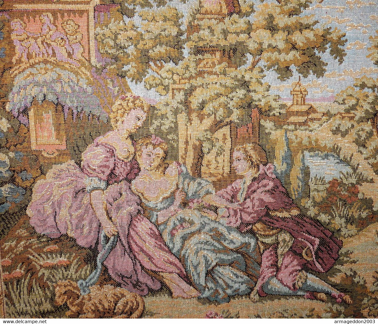 Cadre Tapisserie Broderie Antique Vintage Scène Romantique France écrit Au Dos - Tapis & Tapisserie