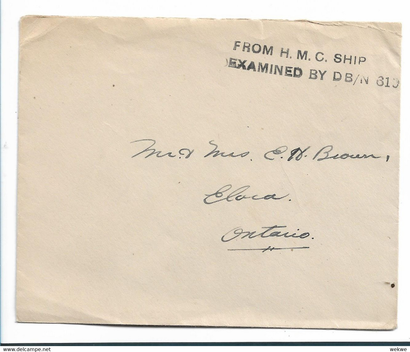 Can108 / KANADA - Post Vom Kriegsschiff 1940 Mit Schiffszensur Nach Ontario - Lettres & Documents