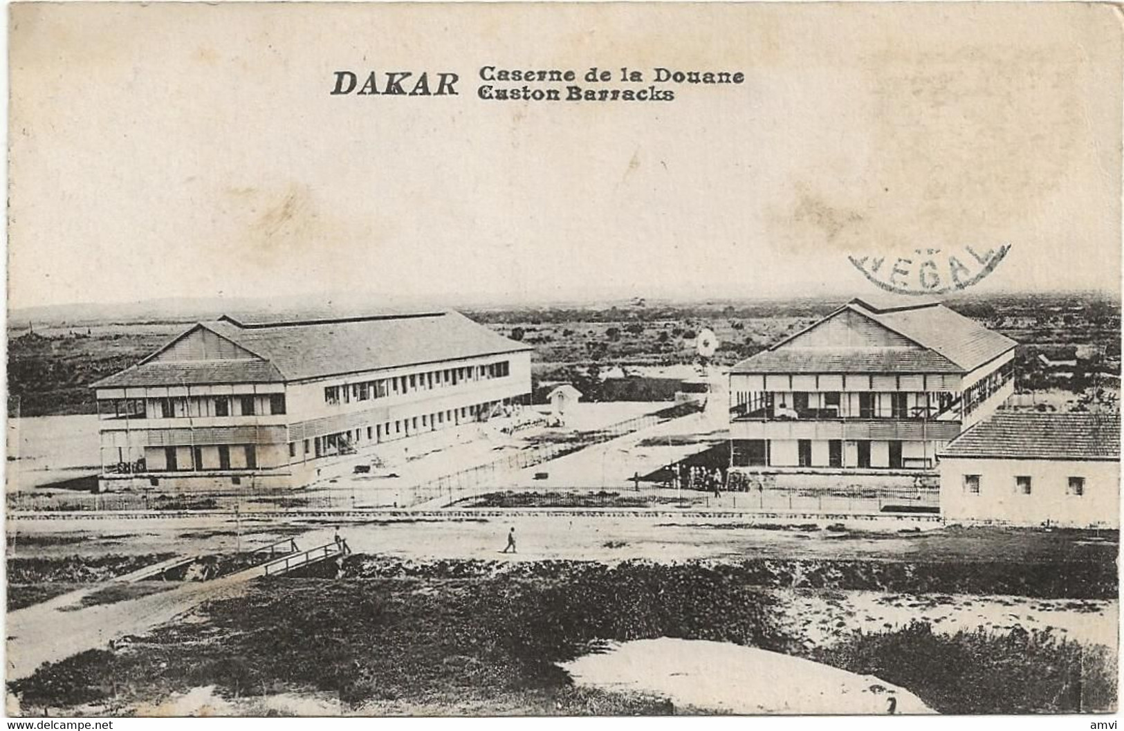 22-10-3187 Dakar, Caserne De La Douane, Custon Barracks,rare Et Unique Sur Delcampe ( Timbre Arraché) - Senegal