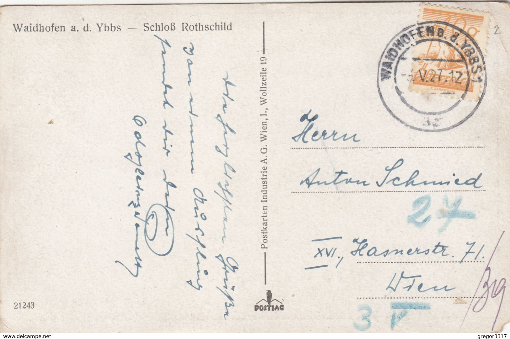 B8556) WAIDHOFEN A. D. YBBS - Schloß ROTHSCHILD - 1927 !!signierte AK - Waidhofen An Der Ybbs