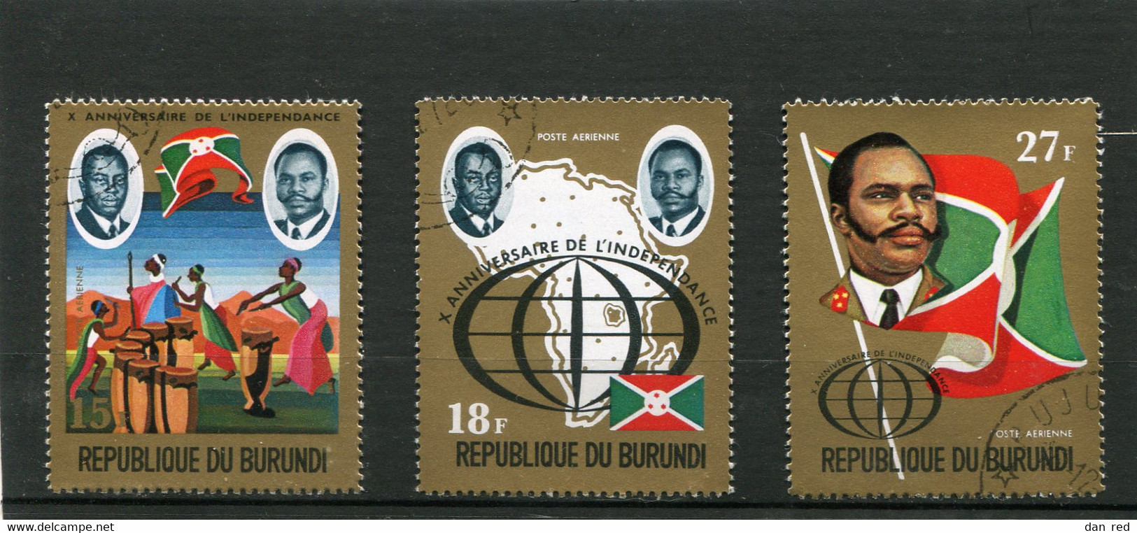 BURUNDI   N°  249 A 251  PA (Y&T)  (Oblitéré)  (Poste Aérienne) - Airmail