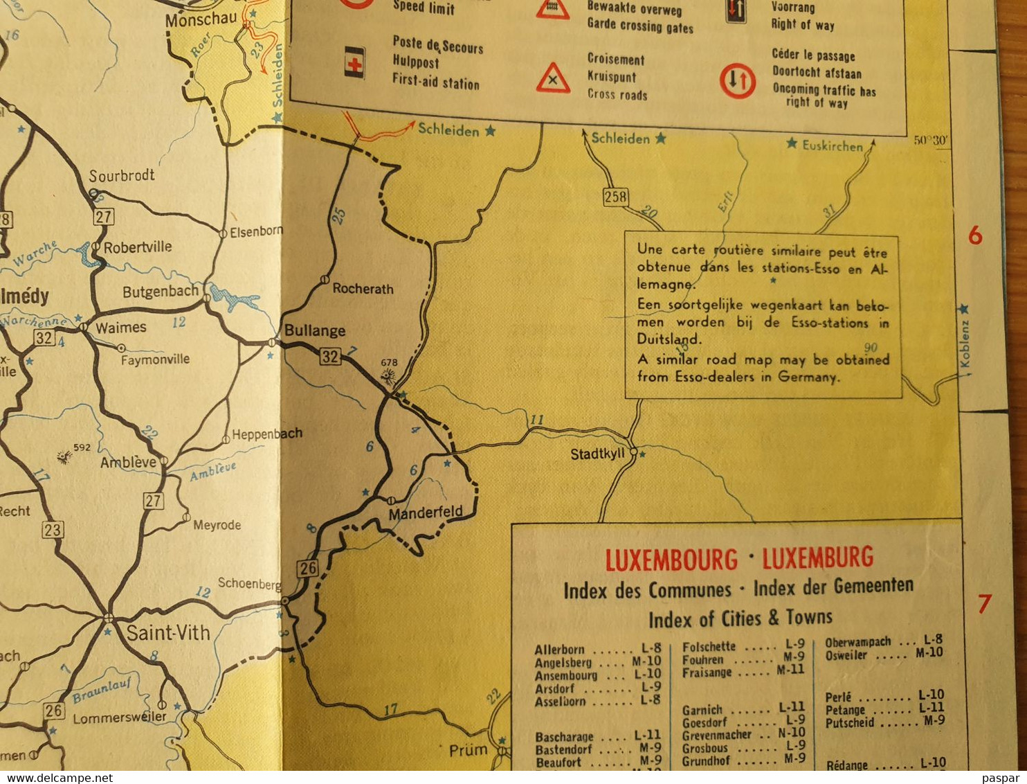 Map Carte Toerisme Tourisme - Carte Kaart België & Luxemburg - Belgique - Publicité Esso - Anvers - Cartes Routières