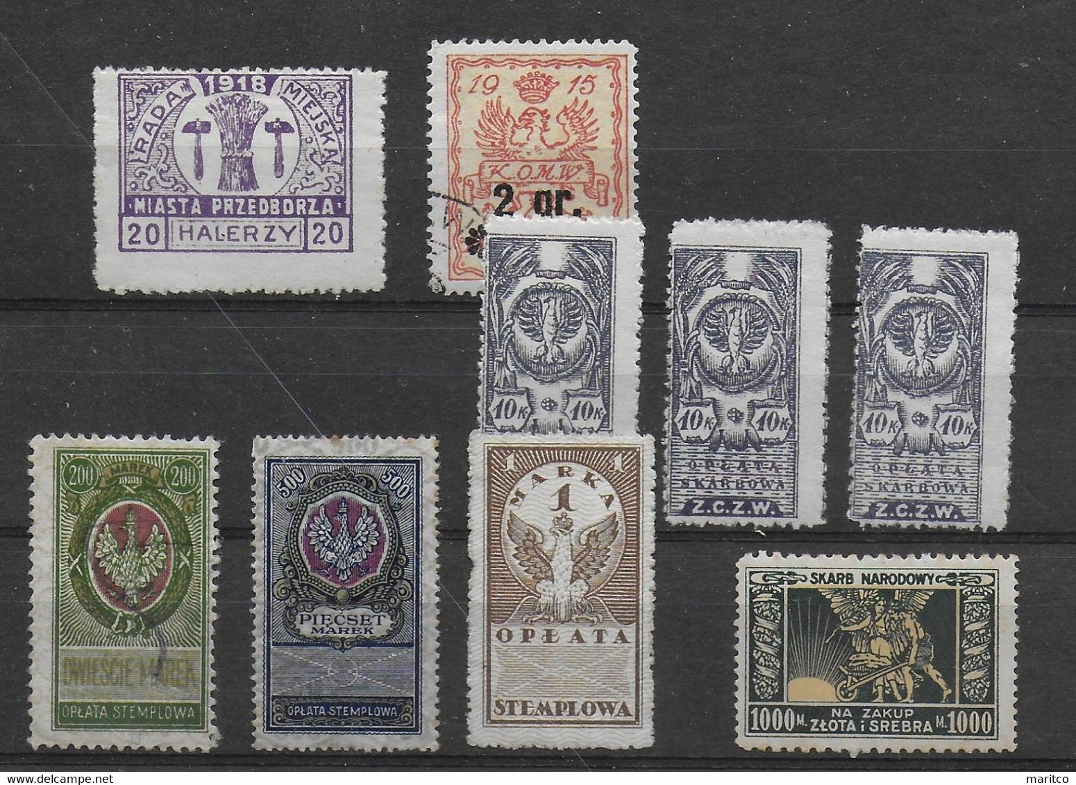 Poland Lot Fiscal Revenue Stamp Stempelmarke - Fiscale Zegels