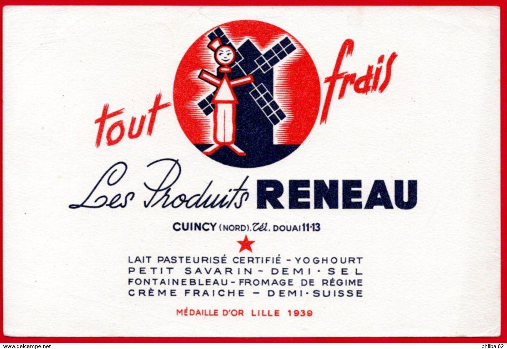Buvard Produits Reneau, Cuincy, Nord. - Produits Laitiers