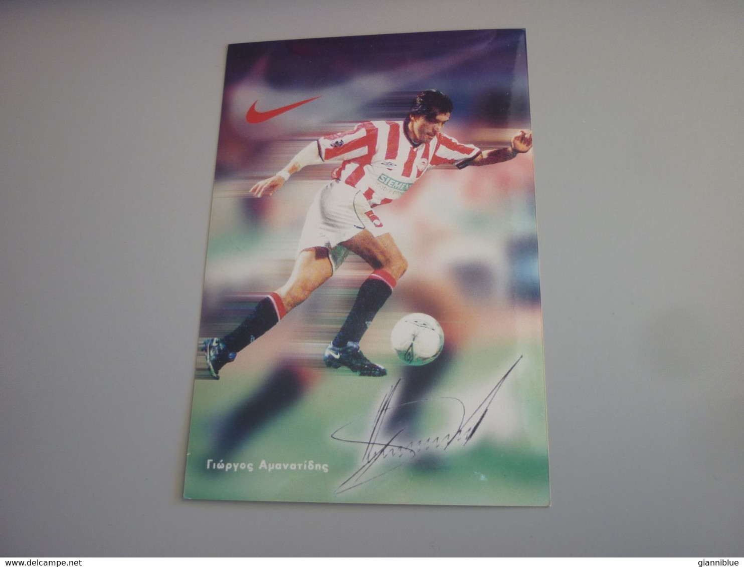 Georgios Giorgos Amanatidis Olympiacos Olympiakos Greek Football Soccer Photo Printed Autograph Nike Kodak - Handtekening