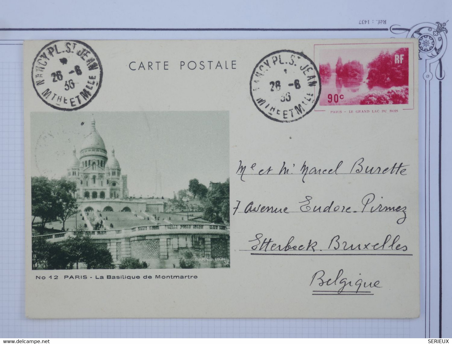 BG17 FRANCE  BELLE LETTRE ENTIER MONTMARTRE  PARIS 1933 NANCY  A  BRUXELLES BELGIQUE   ++AFFRANCH. PLAISANT++ + - Sonstige & Ohne Zuordnung