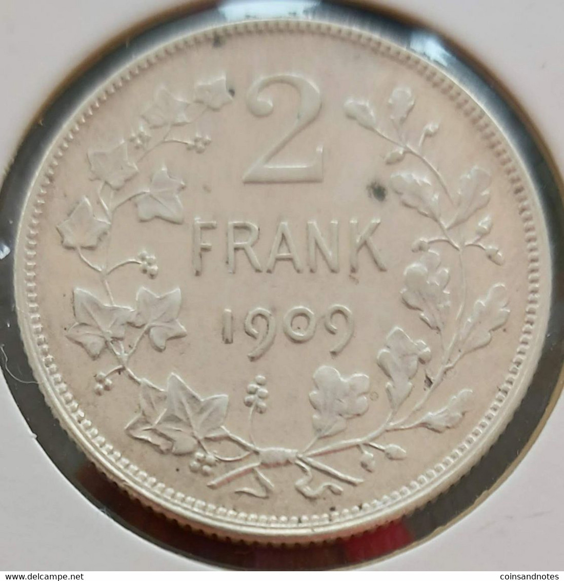Belgium 1909 - 2 Frank VL Zilver/Brede Baard - Leopold II - Morin 196 - Pr/FDC - 2 Francs