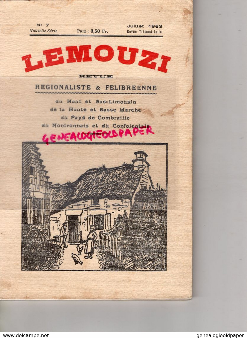 87-19- LEMOUZI- N° 7- 1963-LA VIELLE-PESTOUR-REBIER-CHAMBOULIVE-TRAMWAY CORREZE-FETE EGLANTINE-FELIBREE-SEGUR-UZERCHE - Limousin