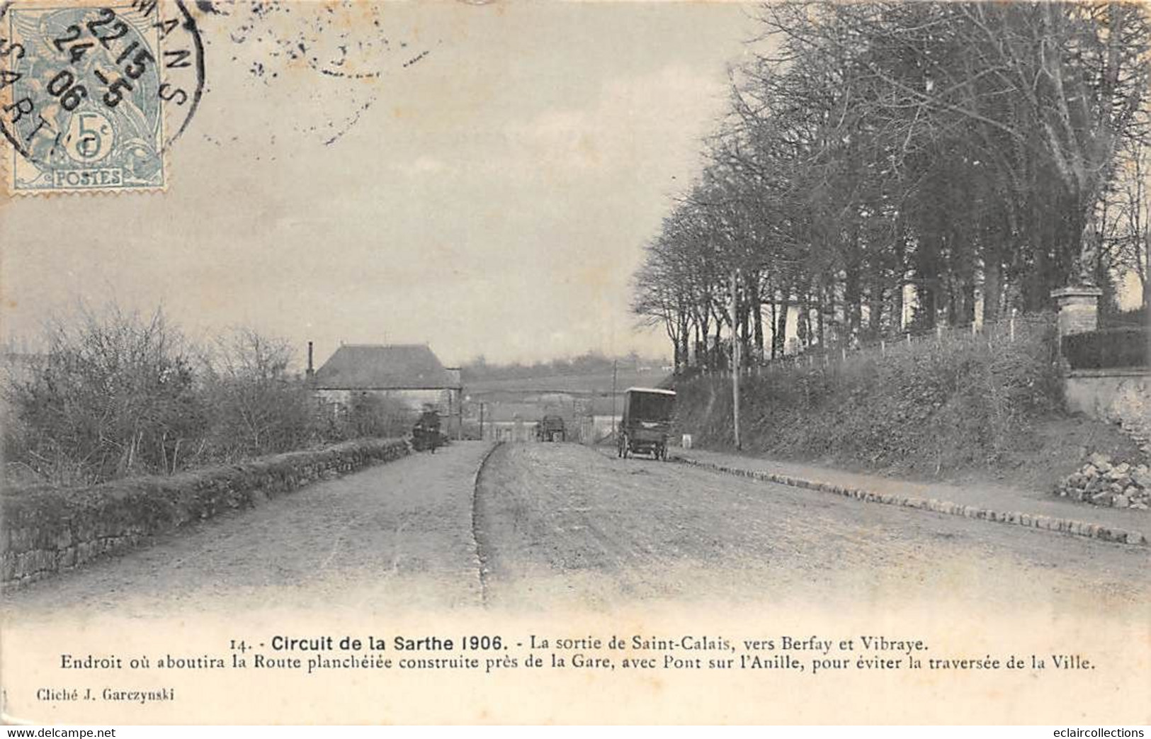 Thème Sport automobile    :Circuit de La Sarthe 1906 . 39 cartes numérotées - manque N° 2  Edit.Garczinski   (voir scan)