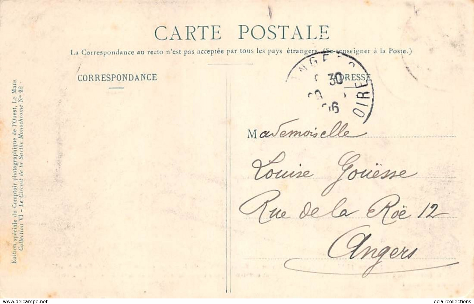 Thème Sport automobile    :Circuit de La Sarthe 1906 . 39 cartes numérotées - manque N° 2  Edit.Garczinski   (voir scan)