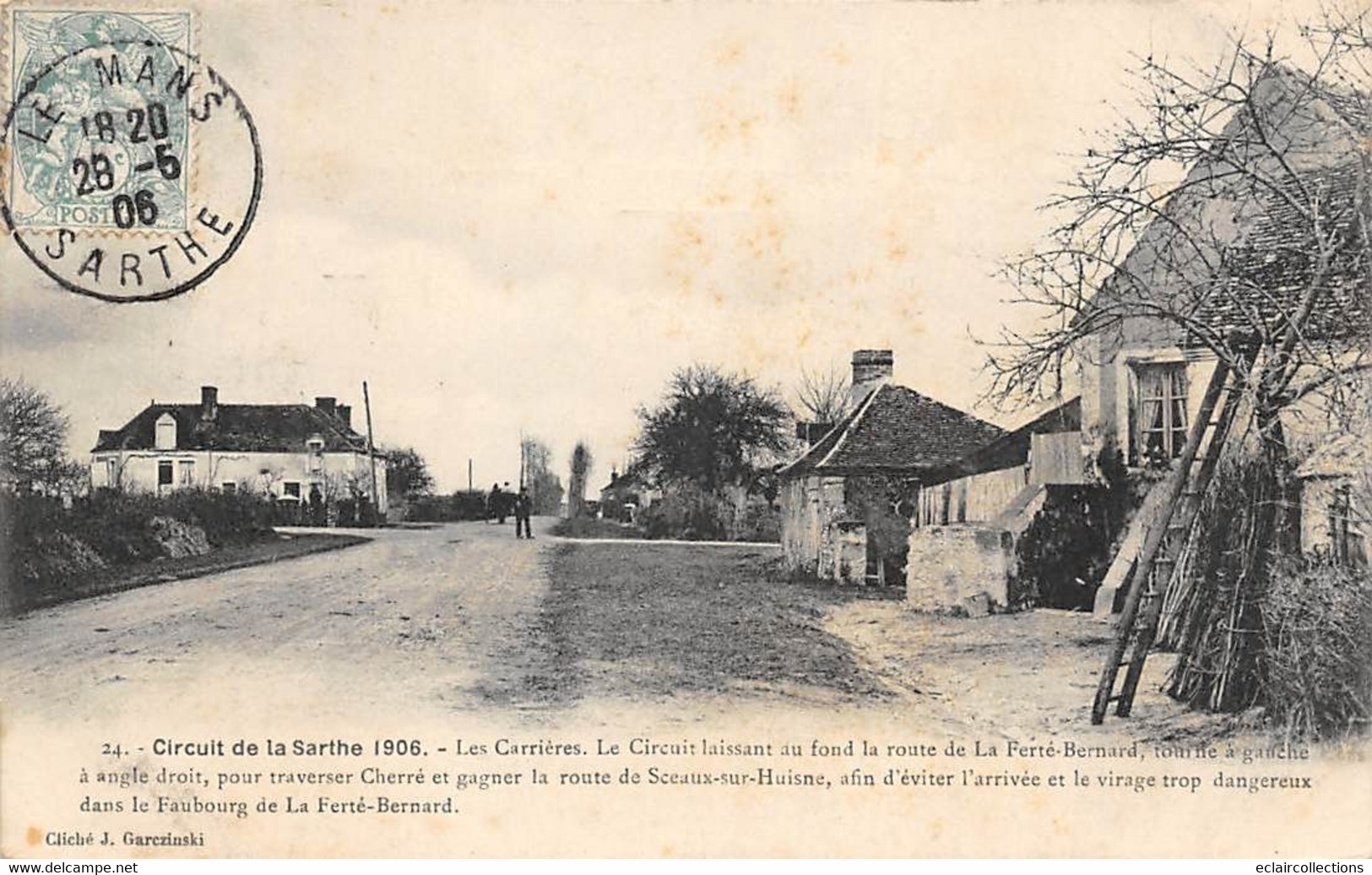 Thème Sport automobile    :Circuit de La Sarthe 1906 . 39 cartes numérotées - manque N° 2  Edit.Garczinski   (voir scan)