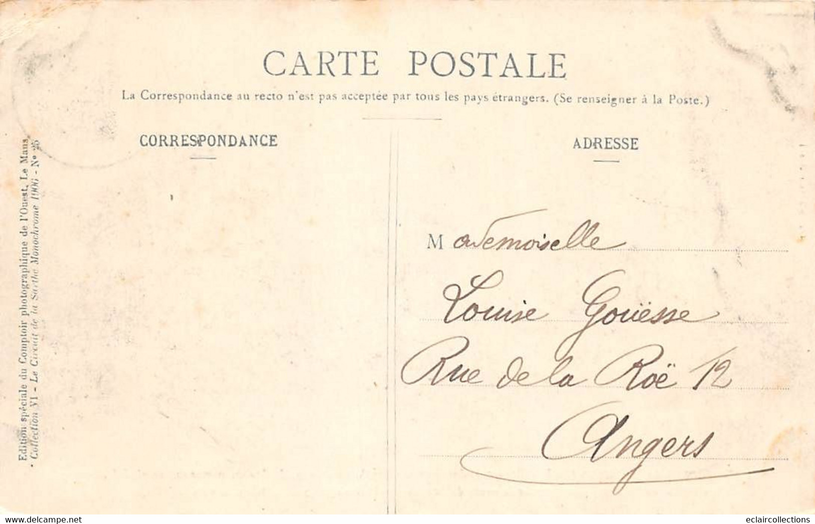 Thème Sport automobile    :Circuit de La Sarthe 1906 . 39 cartes numérotées - manque N° 2  Edit.Garczinski   (voir scan)