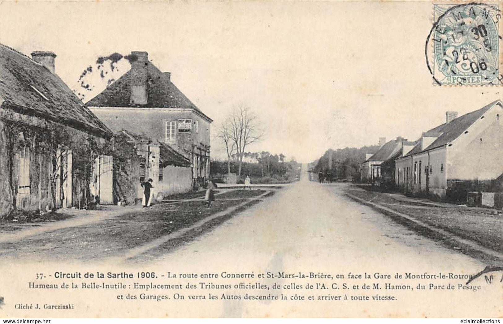 Thème Sport automobile    :Circuit de La Sarthe 1906 . 39 cartes numérotées - manque N° 2  Edit.Garczinski   (voir scan)