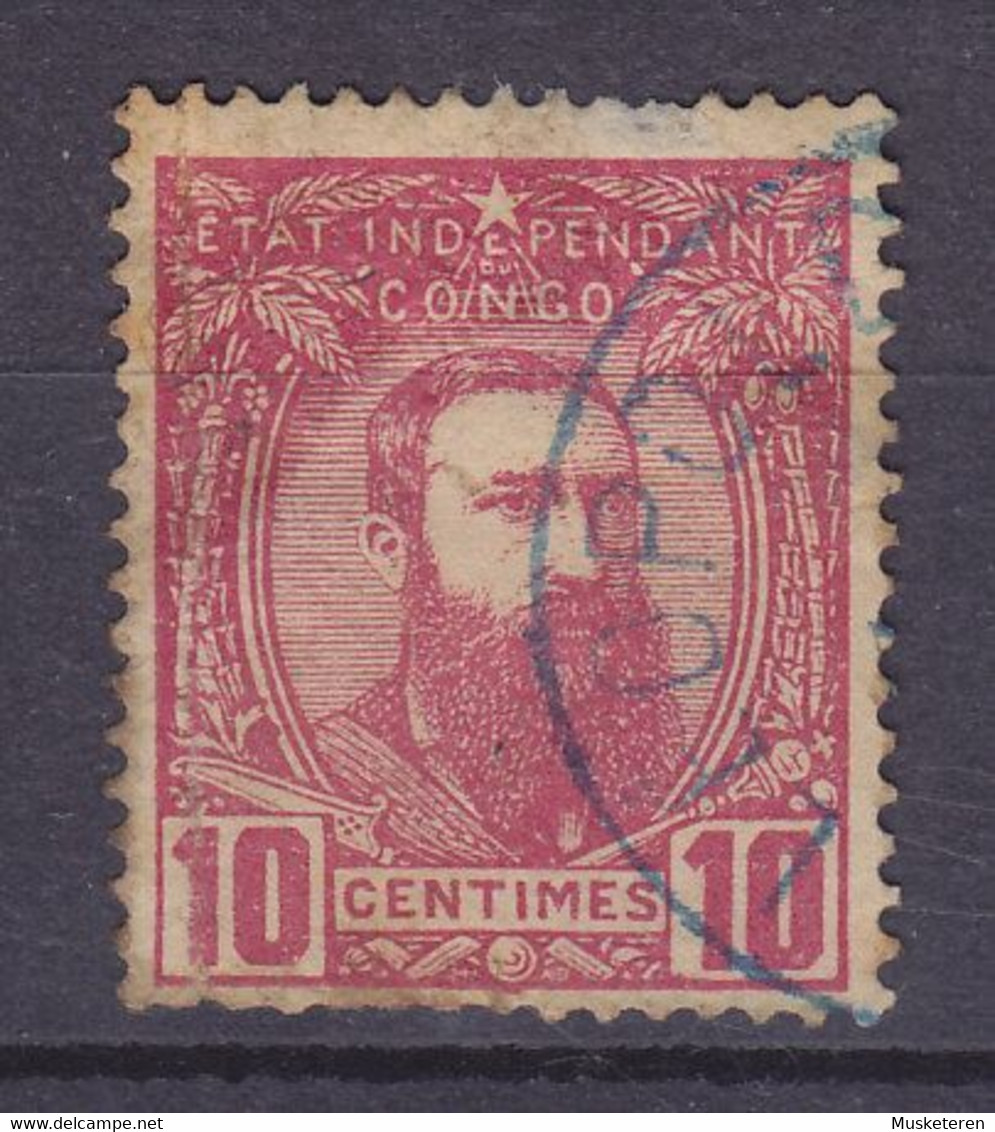 Belgian Congo 1891 Mi. 7,  10c. King König Leopold II. Von Belgien (Blue) LEOPOLDVILLE Cds. (2 Scans) - 1884-1894