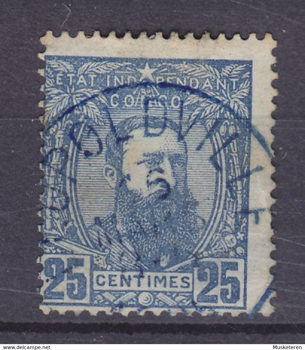 Belgian Congo 1889 Mi. 8,  25c. King König Leopold II. Von Belgien Deluxe (Blue) LEOPOLDVILLE Cds. (2 Scans) - 1884-1894