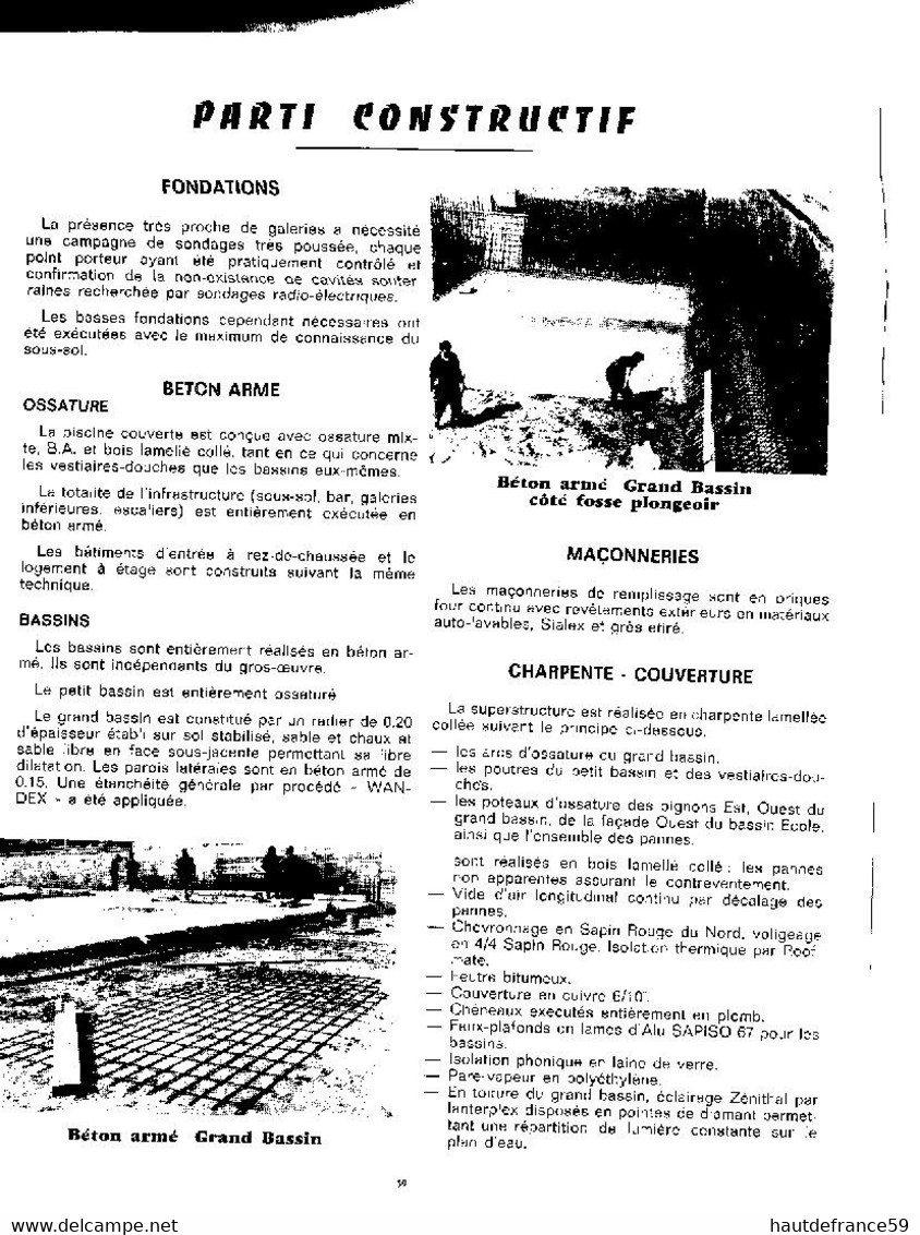 RARE Catalogue original 1969 construction de LA PISCINE MUNICIPALE DE VALENCIENNES inauguration secrétaire d Etat Comiti