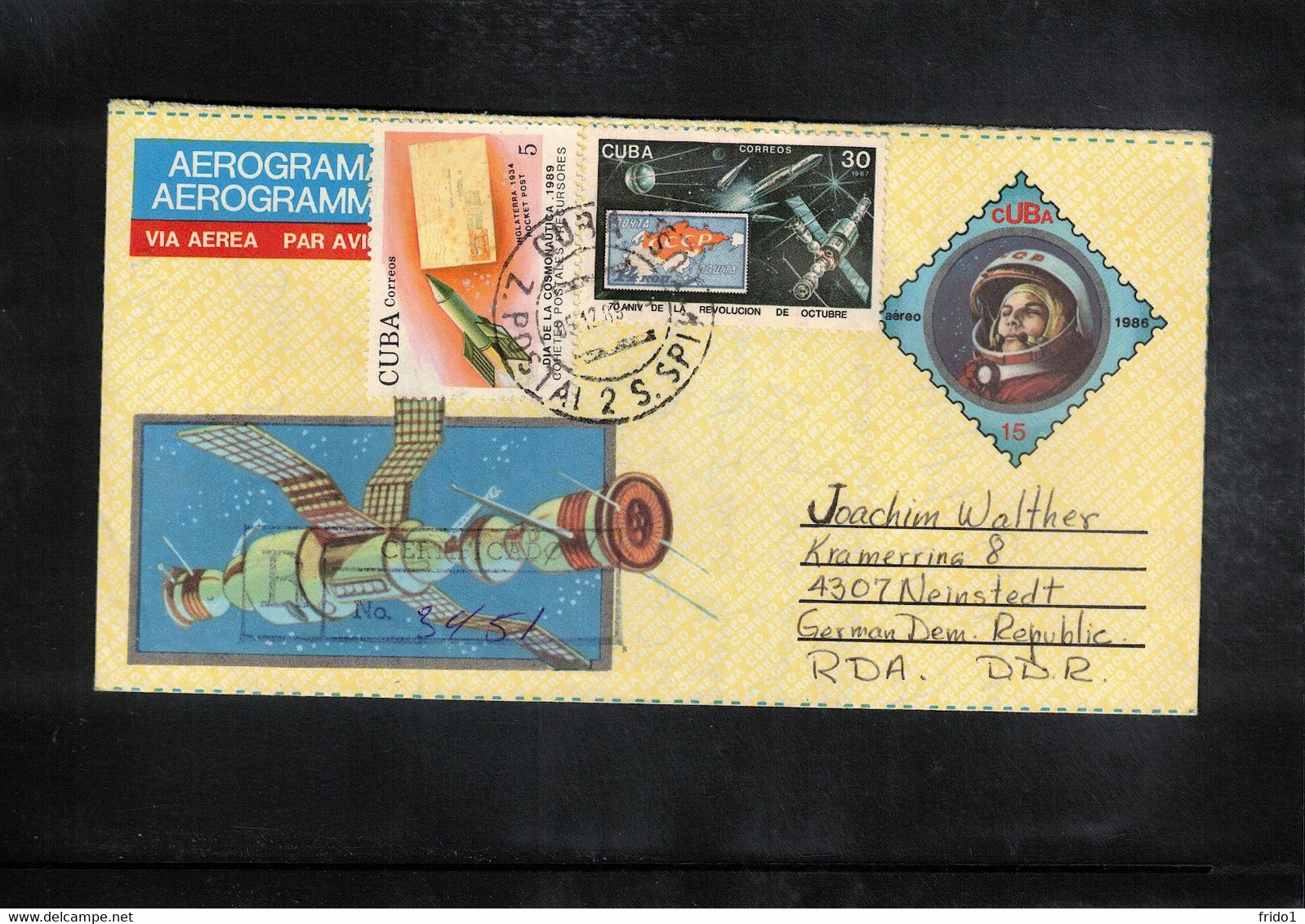 Cuba 1989 Space / Raumfahrt Interesting Registered Aerogramme - South America