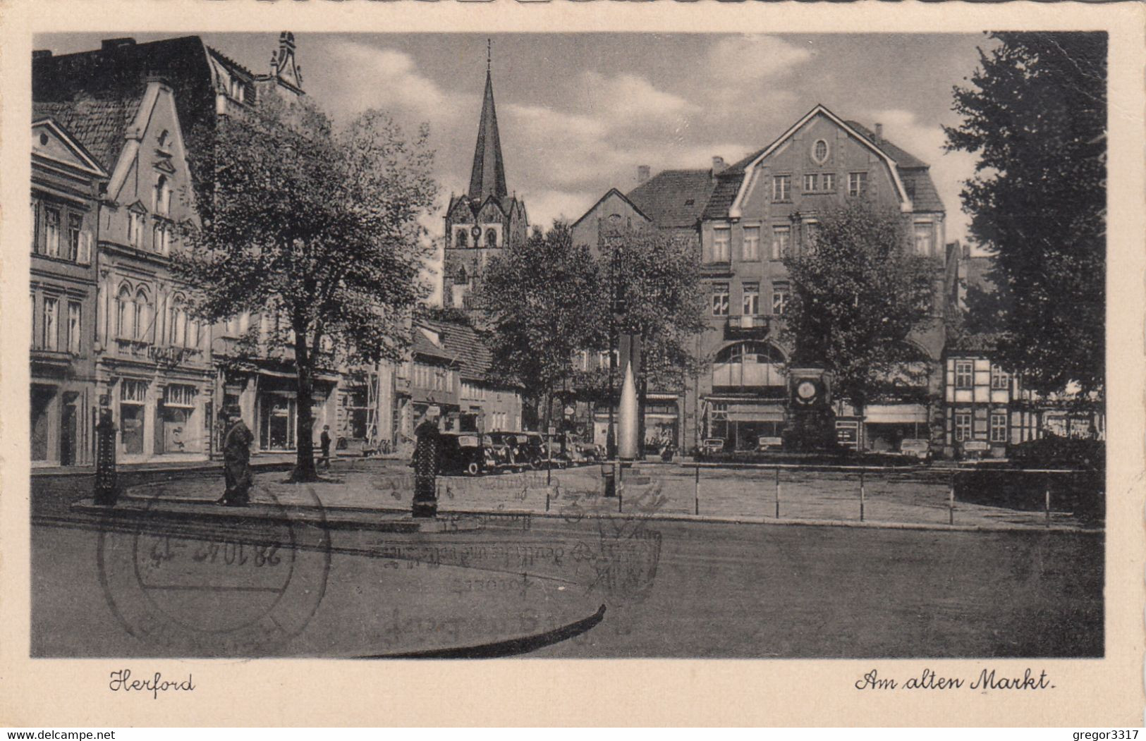 B8648) HERFORD - Am Alten MARKT - AUTOS - Häuser ALT ! Feldpost 28.10.1942 - Herford