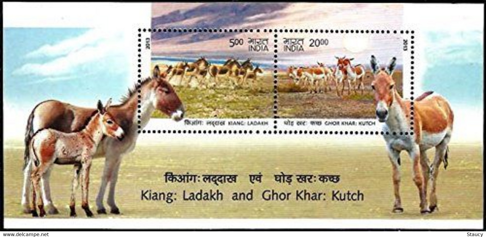 India 2013 Blech-Kiang: Ladakh And GHOR Khar: Kutch Se-tenant 2v Set Total Rs.25.00 Stamps Miniature Sheet MS MNH - Donkeys